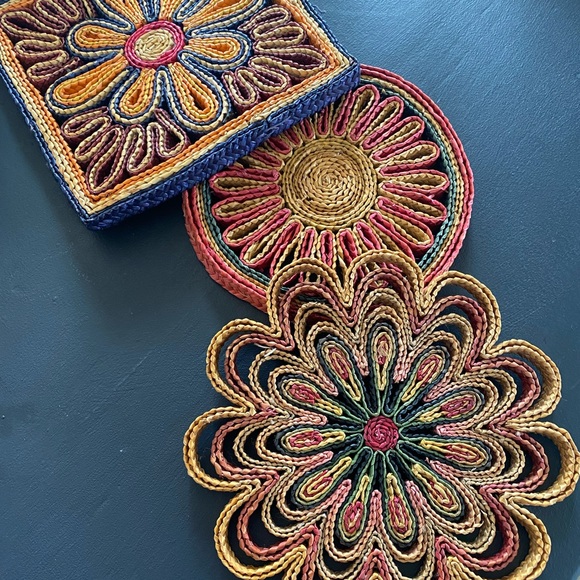 Vintage Other - Bohemian Straw Trivets Set 3